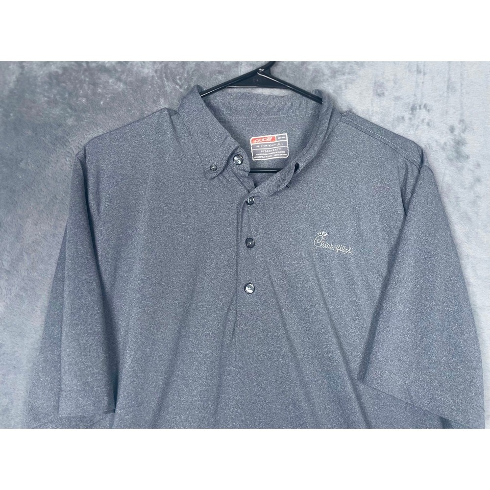 Oobe Chick-fil-A Mens Medium Gray Hydrovent Performance Uniform Polo Shirt Logo